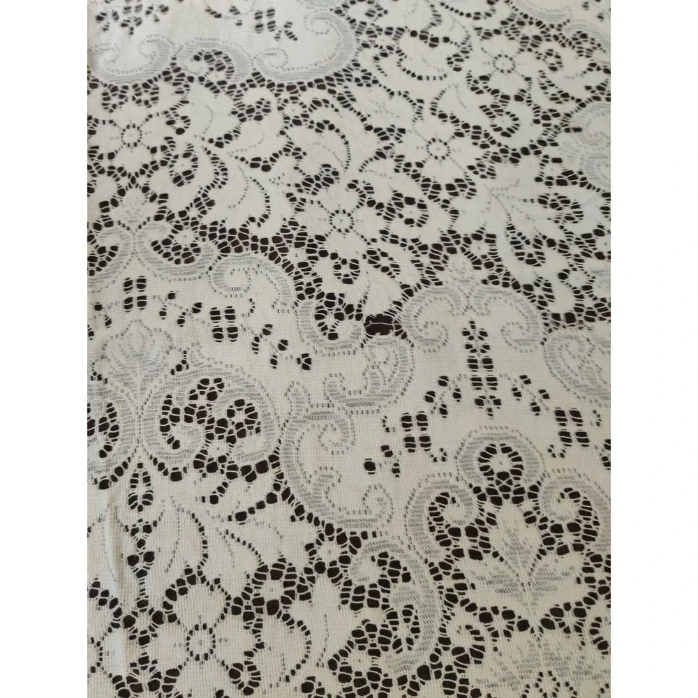 Vintage Cream Lace Tablecloth, 60x72 Rectangle Floral Medallion, Cottagecore